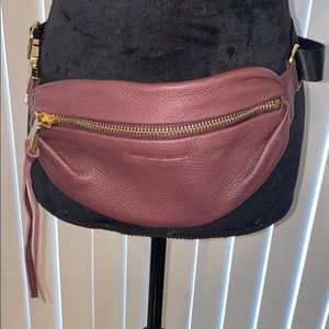 Mahogany W/ Gold Milan Leather Belt Bag